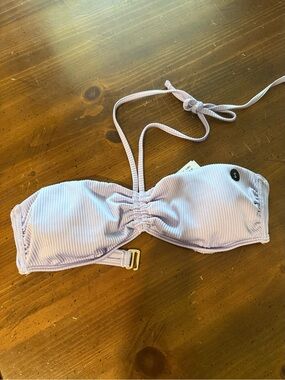 Hollister Lilac Ribbed Bandeau Bikini Top with Removable Strap